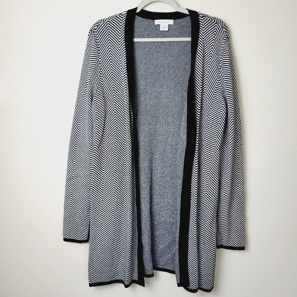 Liz Claiborne Chevron Cardigan Open Front Long‎ Women's XLT